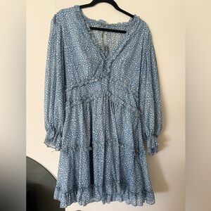 Amazon Blue Floral Long Sleeve Dress